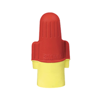 3M Performance Plus R/Y+ red and yellow twist-on wire connectors in an open box, 100 per box, rounded wing shell shown.