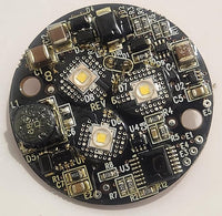 Product photo of FX 3LEDULKIT showing the 3‑LED replacement board with reflector and amber, green, blue color filters visible