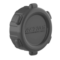 Front view of Action Machining Sch 80 PVC 1 in manifold cap showing buttress thread profile, integrated O-ring sealing surface, and overall cap shape.