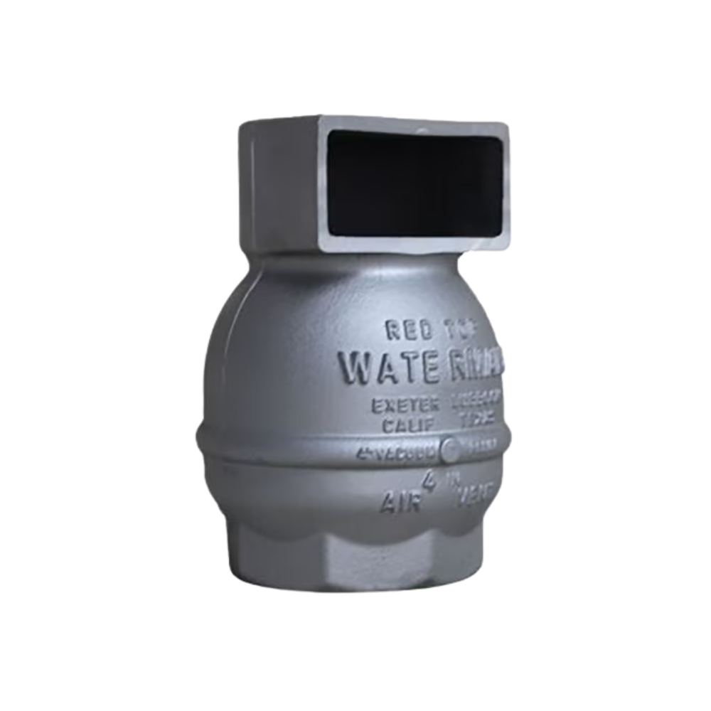 Waterman AV-150-2 air/vacuum relief valve, 2 in aluminum model, product side view on white background