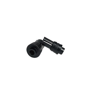 Angle view of ArborJet Arborplug #4 (3/8") black-cap plug pack of 100, showing plug caps and self-sealing septum on white background for product identification and handling.