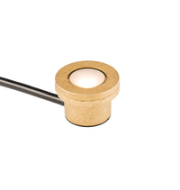 FX Luminaire LP 3-LED underwater light in natural brass, front view showing die-cast housing, lens and tumbled finish for landscaping.