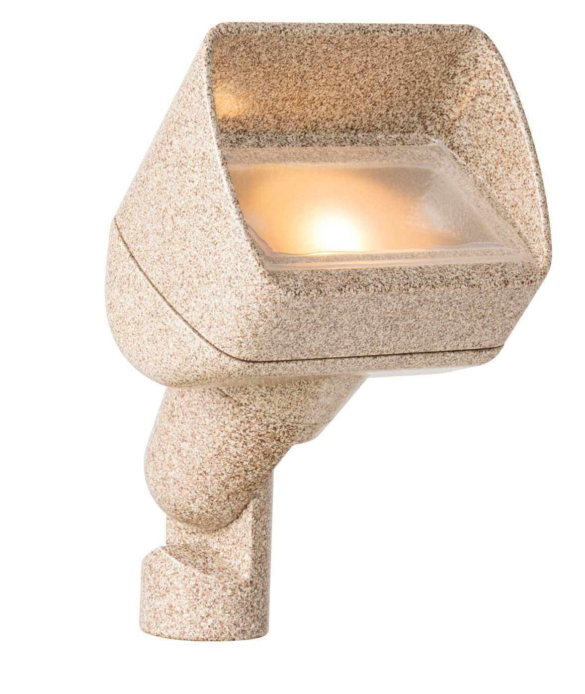 FX PB Wall Wash in Desert Granite, three-LED variant, image shows compact housing, included spike mount and wide wash beam on masonry surface.