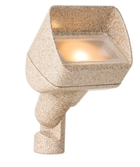 FX PB Wall Wash in Desert Granite, three-LED variant, image shows compact housing, included spike mount and wide wash beam on masonry surface.