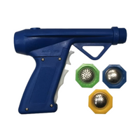 GNC Mag-2000 spray gun kit with Mag-2000 gun and three color-coded nozzles: blue (small), yellow (medium), green (large).