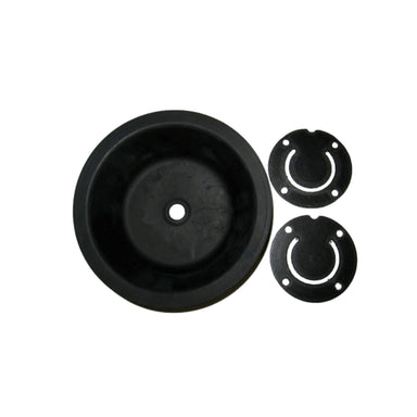 Guzzler 400SK repair kit with replacement diaphragm and inlet/outlet valves displayed on white background.