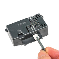 Hunter A2CLTEM cellular module with label and mounting features visible, illustrating compact form factor and orientation for ACC2 controller installation.
