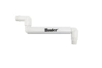 Hunter HSJ heavy-duty swing joint, 1-inch MNPT inlet/outlet, single top-out with 12-inch lay arm; green PVC body shown on white background.