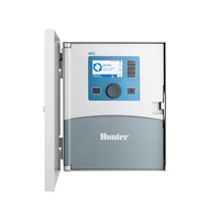 Hunter MCC controller with cabinet open showing plug-in station modules and wiring terminals.