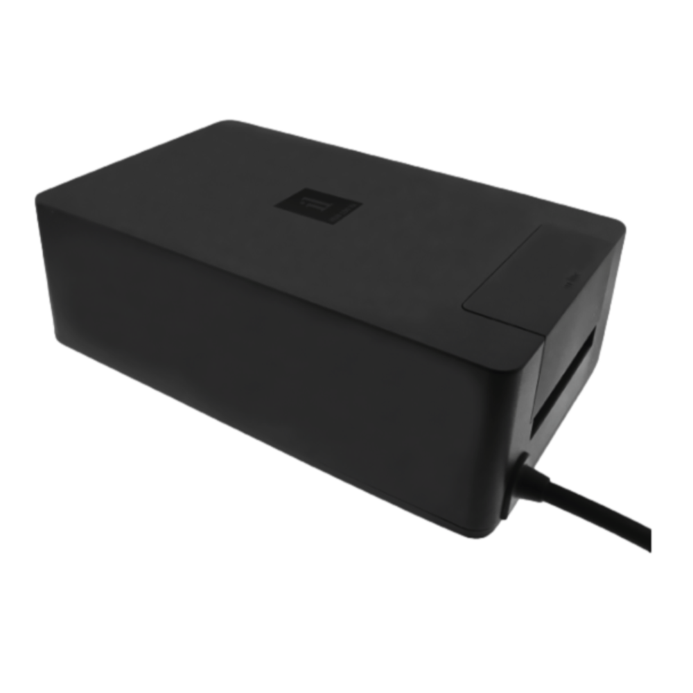 Top and side view of SMART HUB-150 showing three individually controlled cable inputs and connection points, model 10500610.
