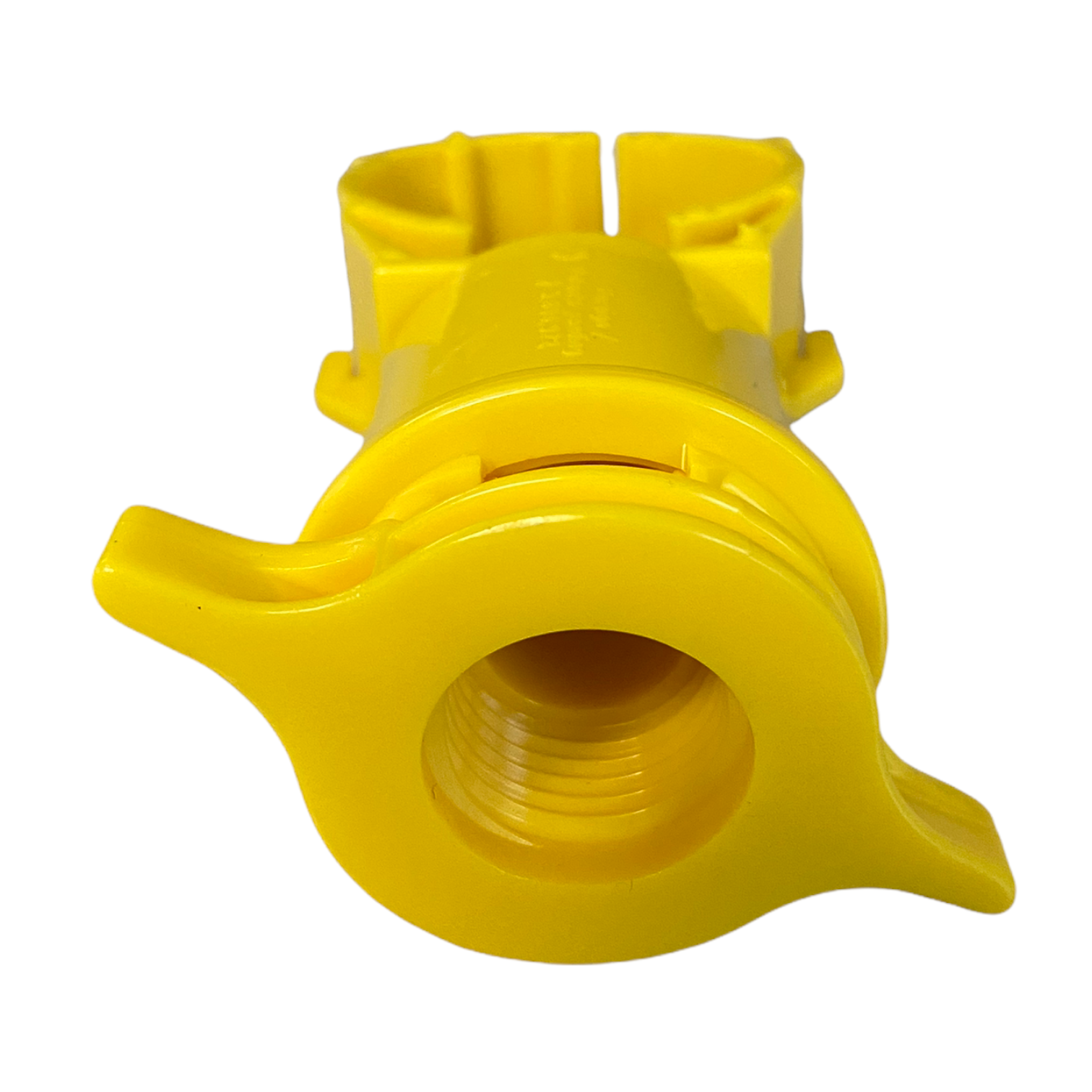 1-1/4 inch Blazing swing pipe saddle showing outlet size marking and barbed connection detail, useful for identifying the correct fit for larger PVC lines.