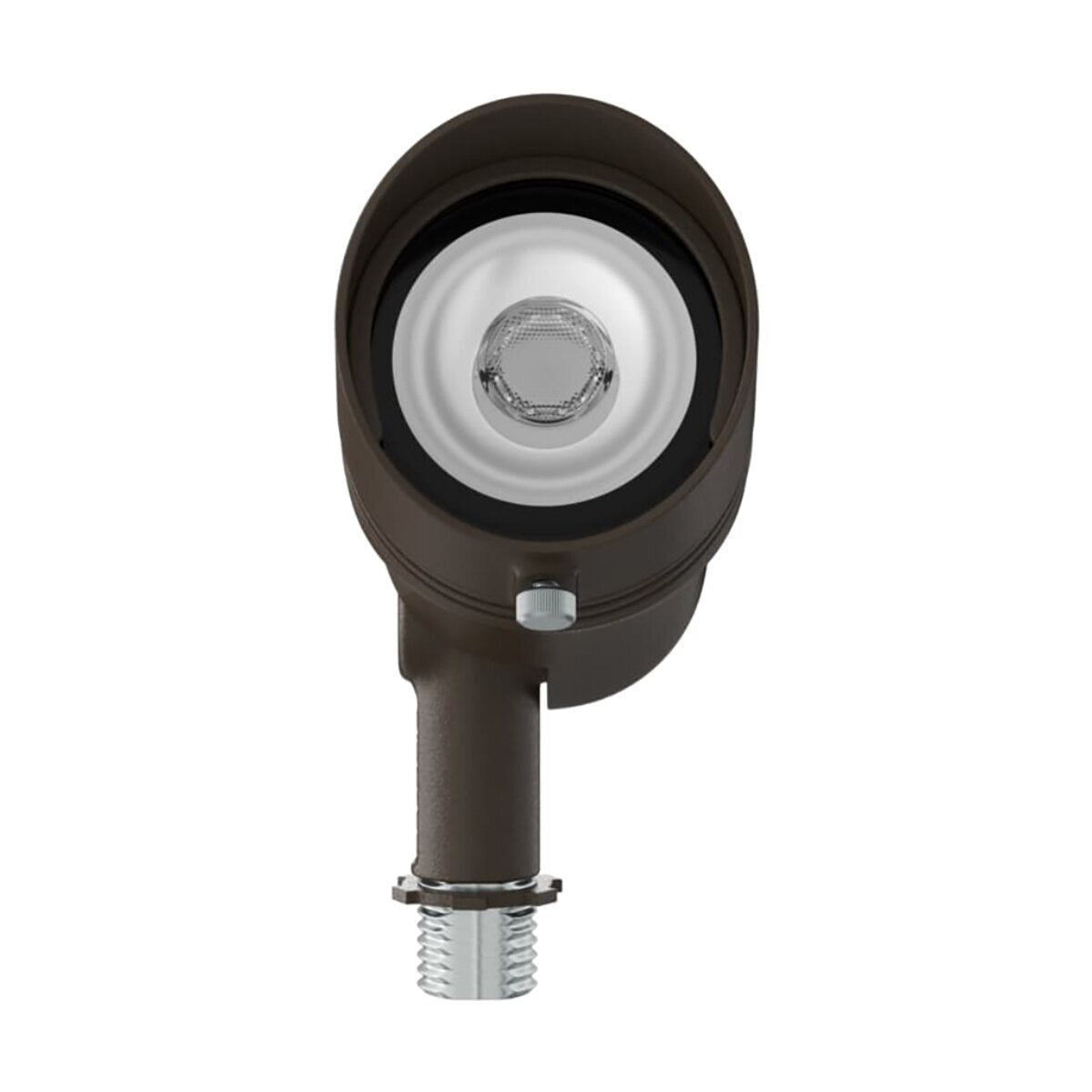 Kichler Varia medium accent light, aluminum housing in Textured Architectural Bronze, side view.