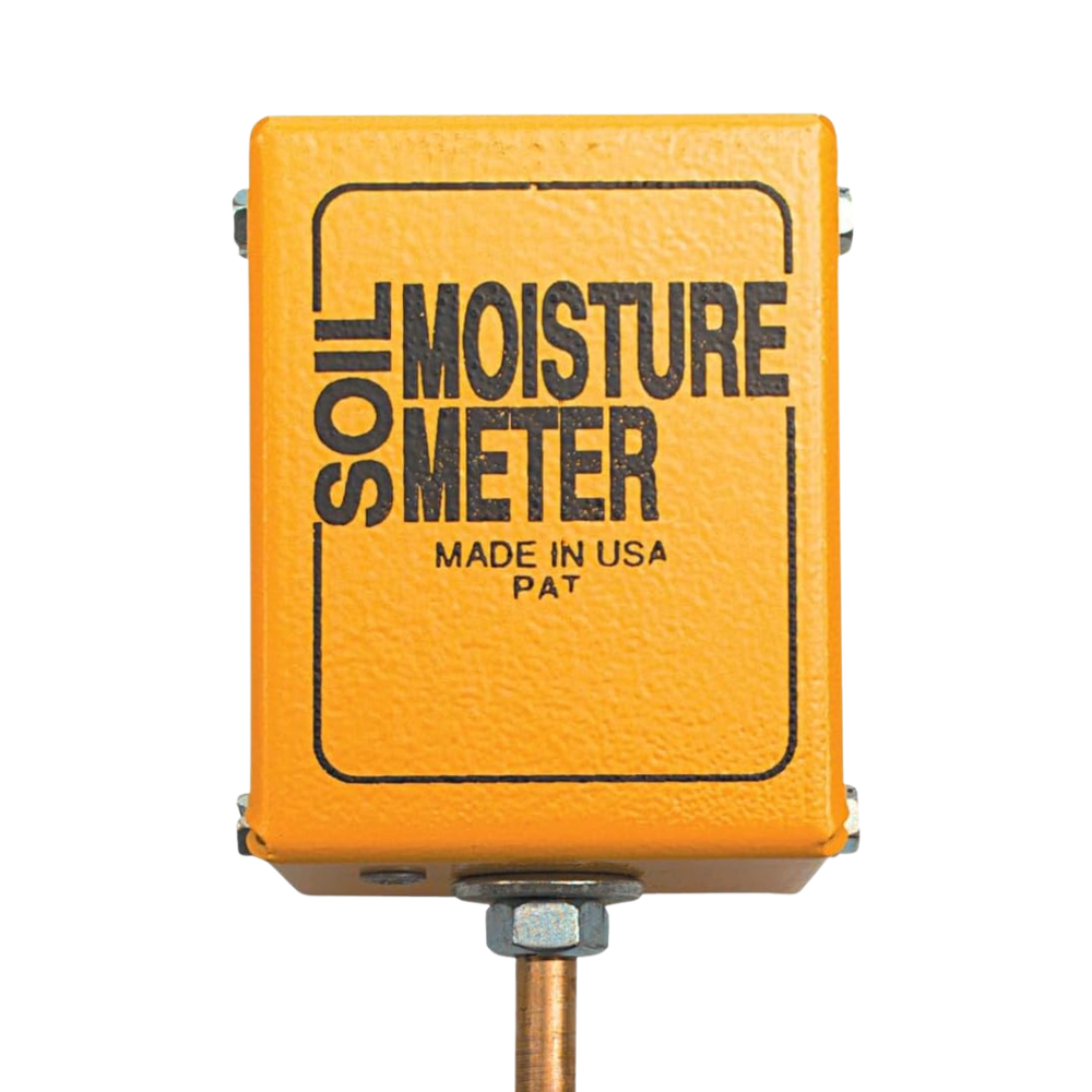 Lincoln 8002P soil moisture meter close-up showing the 24 in. probe and measurement head