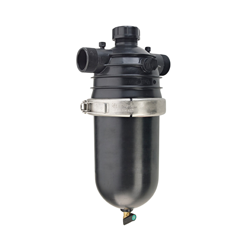 Netafim DF200 2-inch dual disc filter illustration showing larger capacity variant, dual configuration and color-coded rings for fine filtration.