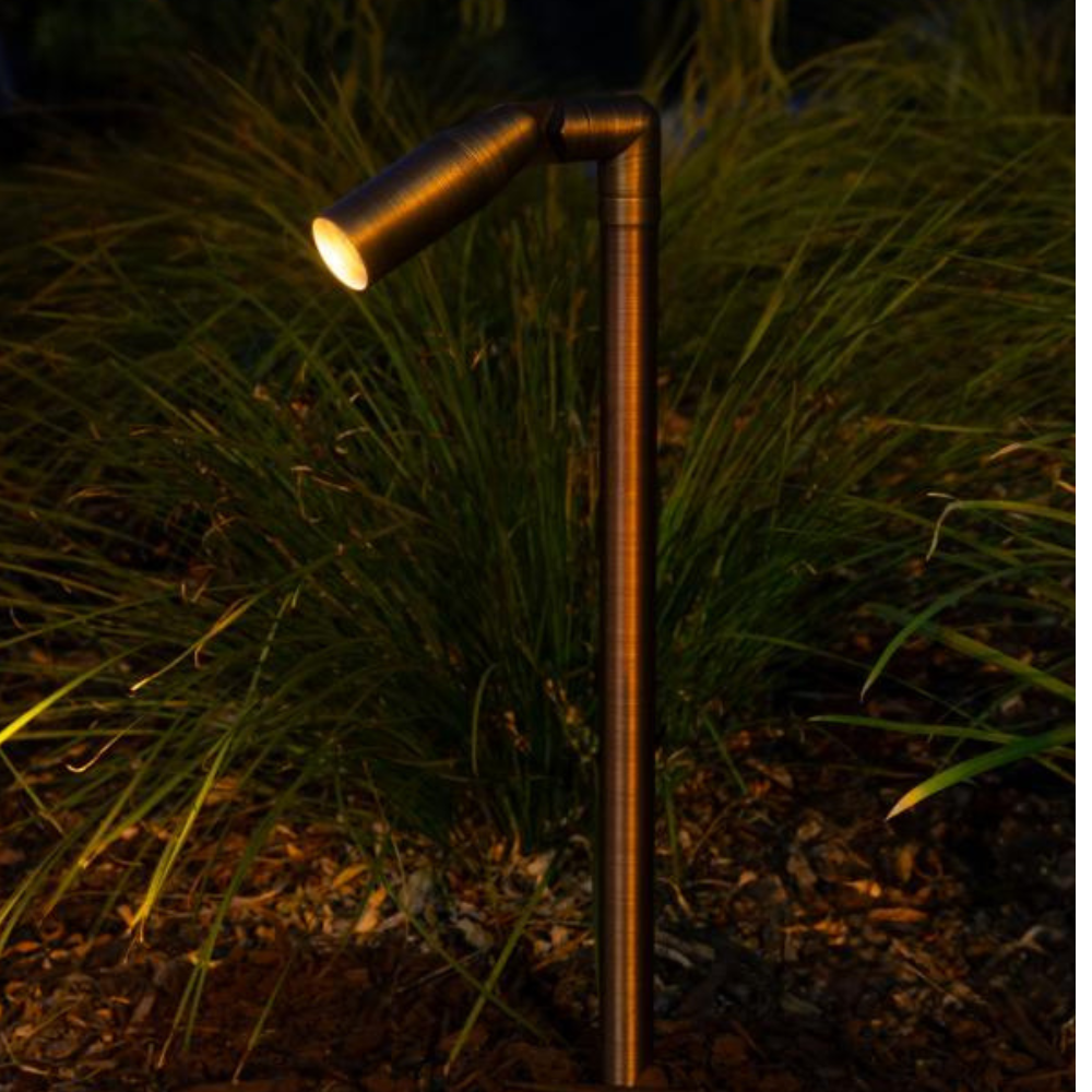 FX Pinnacle PP-36 directional path light in black finish with 18-inch riser, angled view showing fixture head.