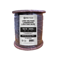 Pro-Trade PT-122LV500 12 AWG 500 ft. roll of low-voltage lighting wire with durable black jacket suitable for burial.