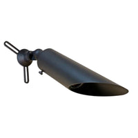 Pro-Trade DNL1 outdoor downlight in black finish, close-up of the trim and housing, highlighting hex louver and pre-wired lead, lamp not included.
