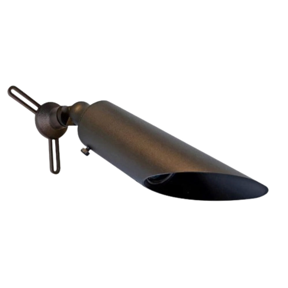 Pro-Trade DNL1 outdoor downlight in bronze finish, showing cast-aluminum housing and mounting bracket detail, photographed without lamp installed.