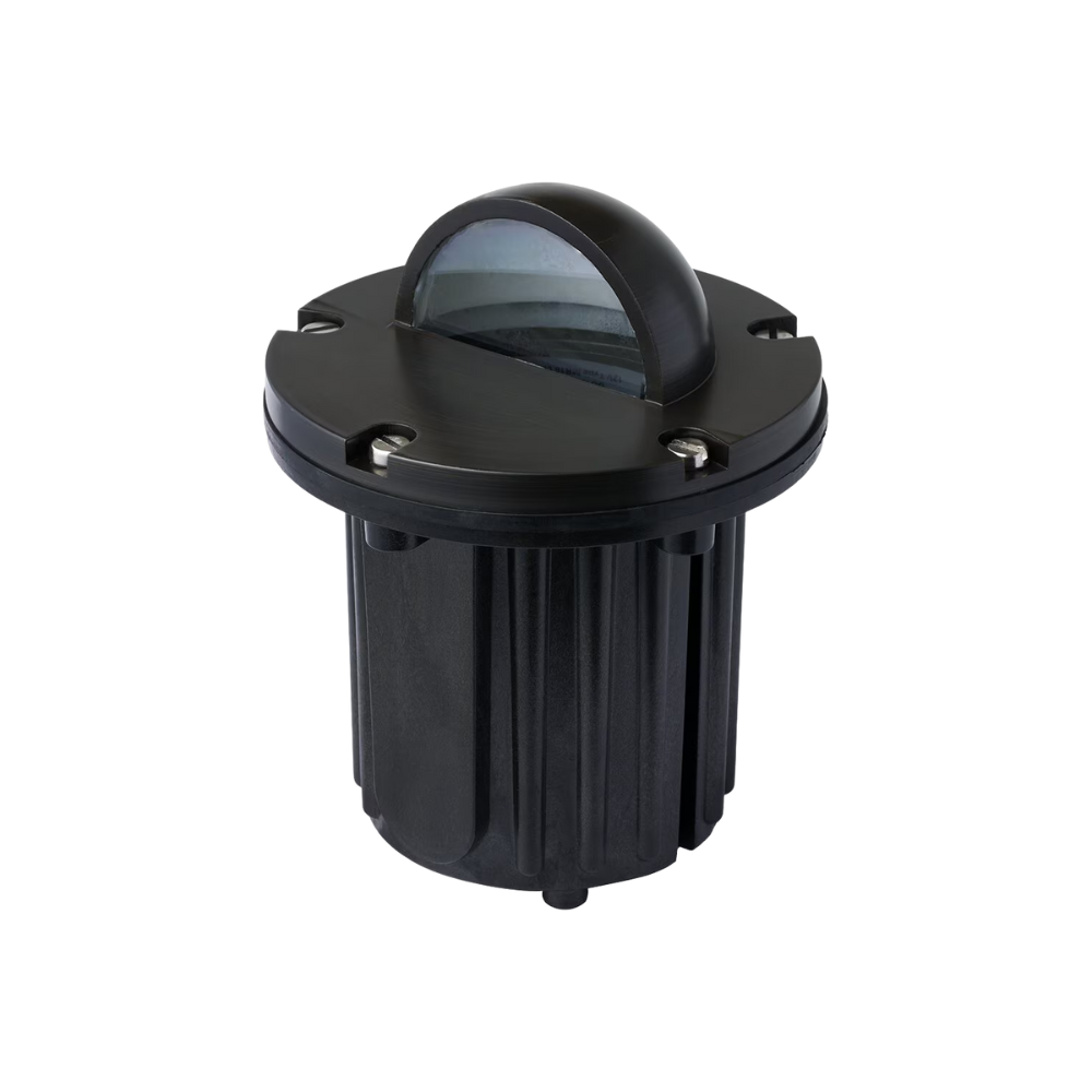 Pro-Trade IG3 in-ground light, antique brass eyelid cover and composite housing, front view showing fixture body and cover on white background (product image).