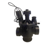 Front three-quarter view of Toro P-220 Series 2-inch electric irrigation valve in glass-filled nylon showing solenoid, body, inlet and outlet ports for installation.
