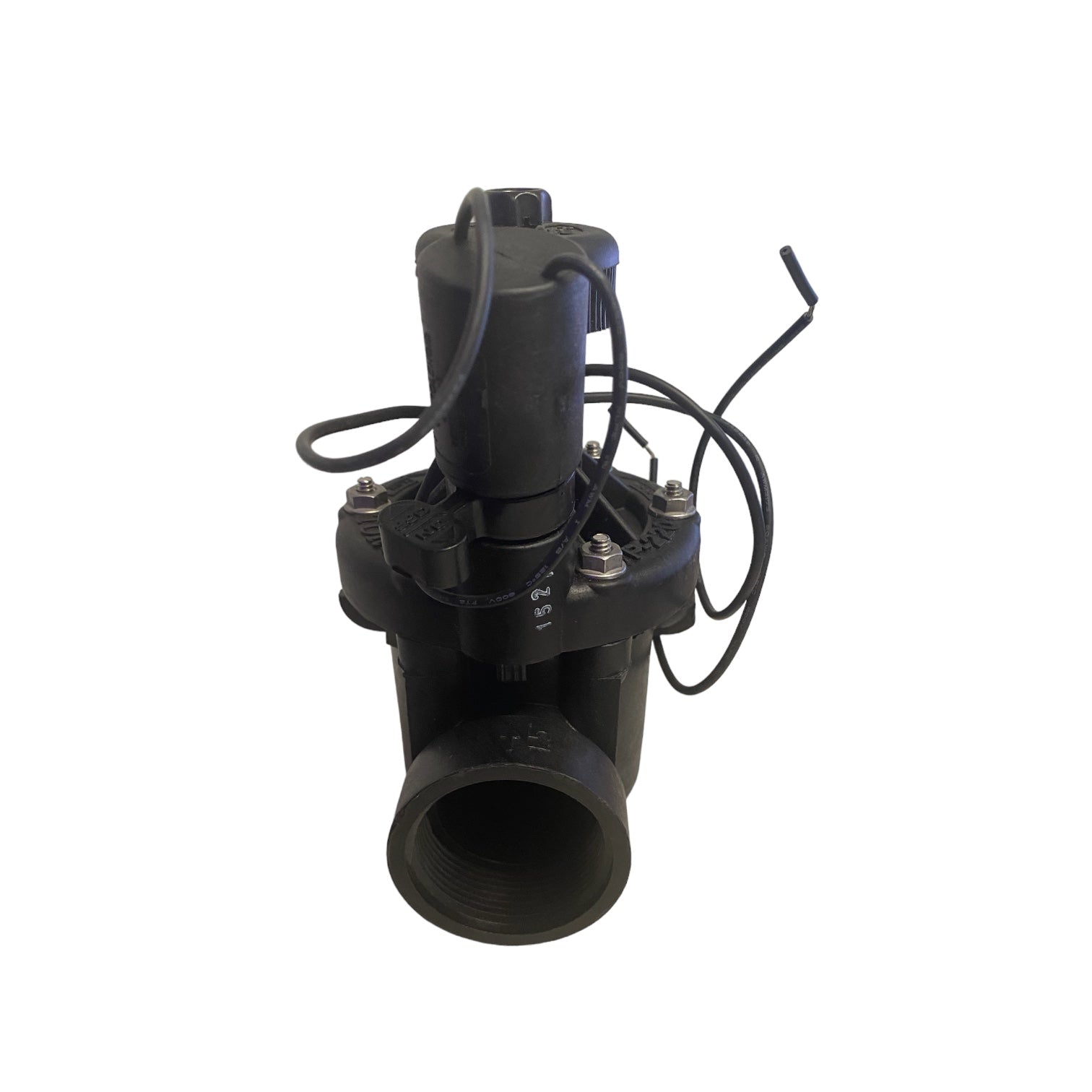 Side view of Toro P220-26-08 2-inch pressure-regulated valve showing body profile, mounting footprint and female NPT inlet/outlet connections.