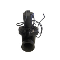 Side view of Toro P220-26-08 2-inch pressure-regulated valve showing body profile, mounting footprint and female NPT inlet/outlet connections.