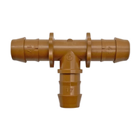 Pro-Trade 17mm drip tee fitting in black UV-resistant resin with multi-barb profile; 25 pieces per bag, for 17mm irrigation tubing and fittings.