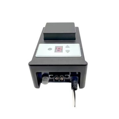 Pro-Trade PT-TR2-100PC 100W polycarbonate transformer showing digital timer and photocell module.