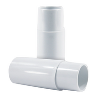 Product image showing Quick Fix molded plastic inside-pipe connector with spigot, pictured for irrigation pipe repair; 3/4 inch variant visible, black PVC insert and spigot.