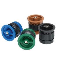 Composite product image showing Rain Bird HE-VAN nozzle models HE8VAN, HE10VAN, HE12VAN and HE15VAN on white background with visible model labels.