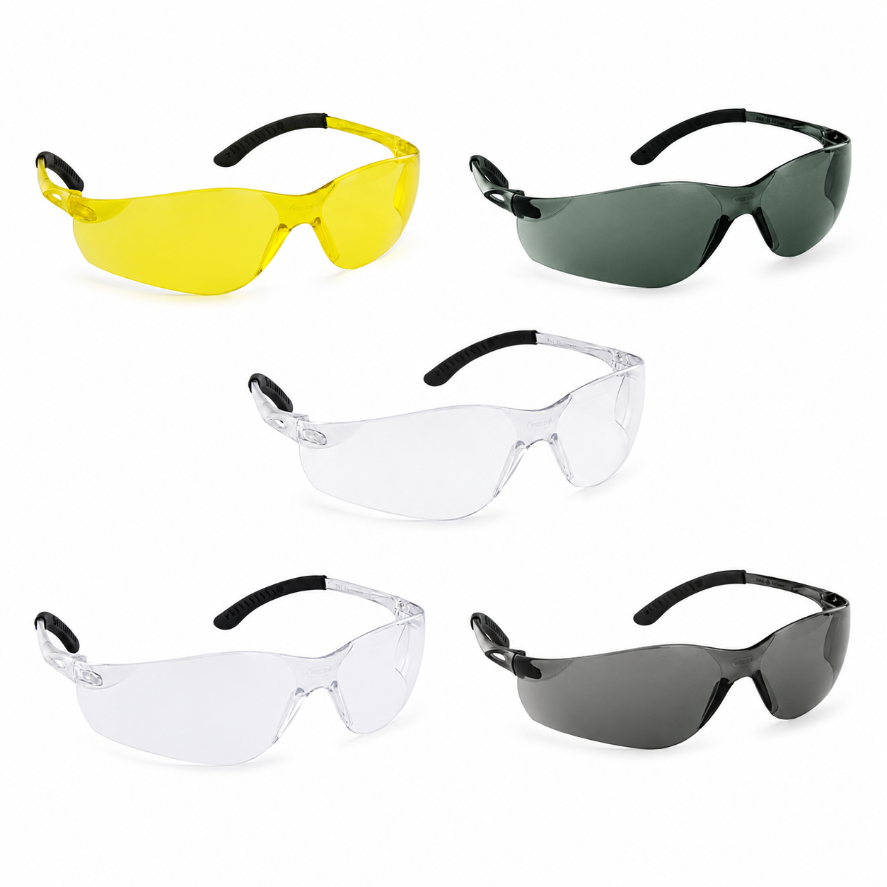 SAS NSX Turbo safety glasses front view — black frame with gray lens