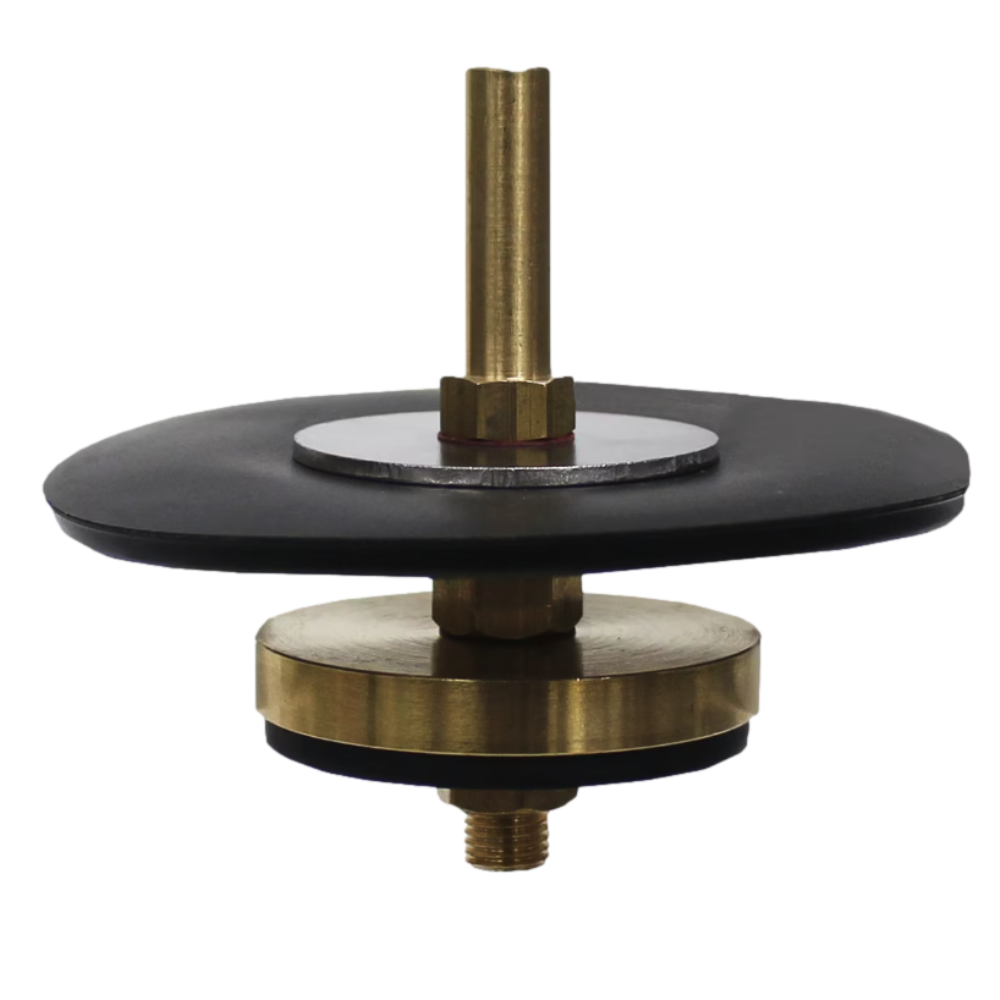 Close-up of a Superior 950 Series diaphragm assembly (1-1/2 in) showing the EPDM diaphragm, mounting flange, and shaft for size identification.