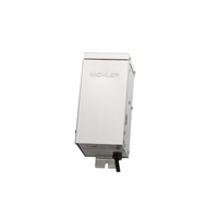 Front view of the stainless steel Kichler 15PC75SS 75W Pro-Contractor transformer showing closed door and brushed stainless finish, front detail.