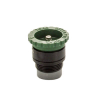 Close-up of TVAN 8 ft variable arc nozzle with green top, male 1/2" thread visible, showing grip-and-turn adjustment feature.