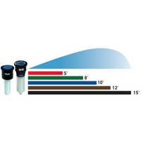Top and side views of a Toro Precision female-threaded nozzle showing H2O Chip internal design and inlet thread detail for retrofit use.