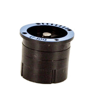 Rain Bird U10Q quarter-circle nozzle image showing top view with color code, radius marking, and durable plastic body construction.