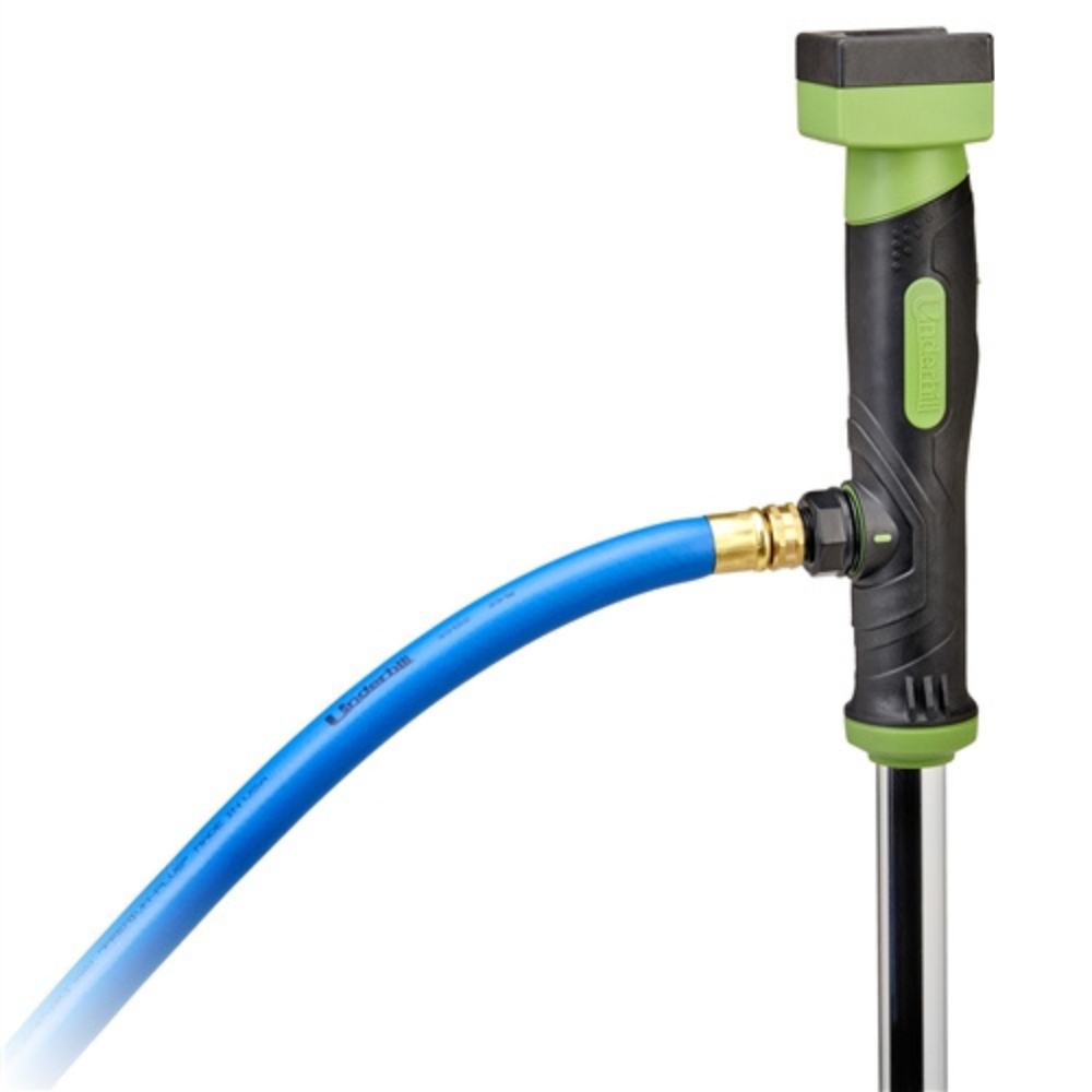 Power Gulp 18V pump with MudGuard shown with discharge adapter attached; demonstrates Gulp tubing compatibility and lightweight construction.