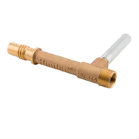 Close-up of Hunter HK-44A quick coupler key showing the 1-inch Acme inlet and combination 1" male / ¾" female outlet for irrigation couplers.