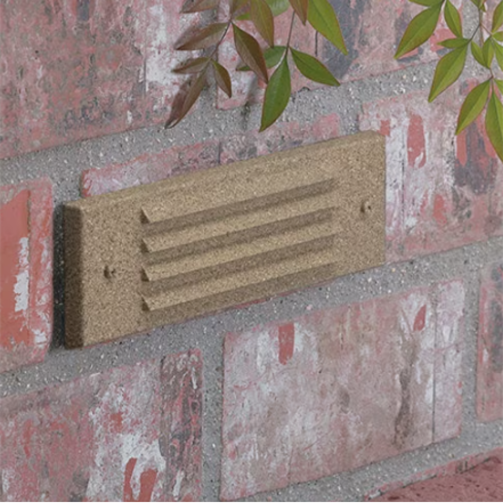 Vista SL-4246 louvered brick light in granite finish with 2.5W warm G4 LED, compact recessed fixture for step and wall lighting.