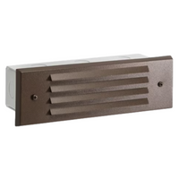 Vista SL-4246 louvered brick light in architectural bronze finish, recessed housing and die-cast cover with weather-resistant sealing.