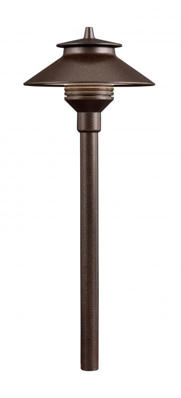 Sedona brown FX PL Path Light LED top assembly close-up showing head profile, finish, and LED aperture for landscape lighting.