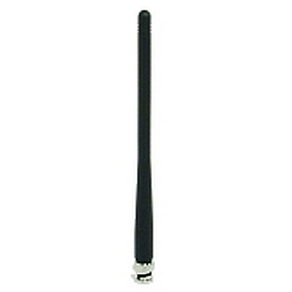 Product photo of an 8-inch TRC whip antenna showing the black flexible rod and the metal BNC connector base against a plain white background, vertical view.