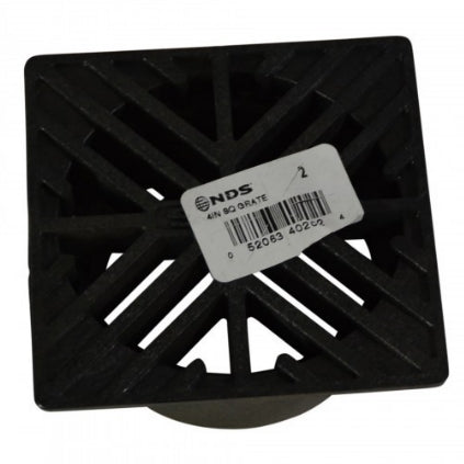Close-up of the underside and ribbed structure of the NDS 4-inch foam polyolefin grate showing lightweight structural support and molded detail.
