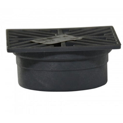 Side detail of NDS 6 in. square drain grate showing mounting edge and low-profile design for easy installation into 3" and 4" drainage housings.