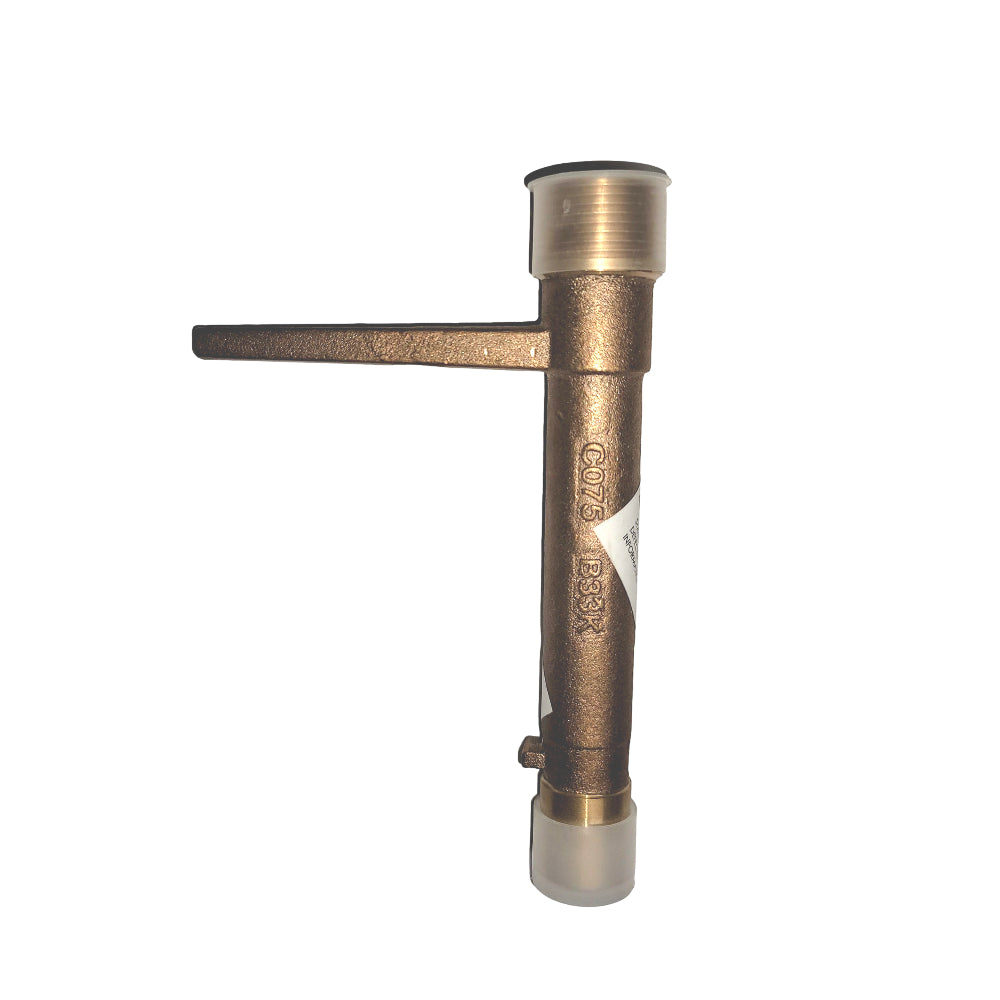 Front angle of Toro 075-SLK 3/4 in quick coupler key showing single-lug body and top pipe thread outlets