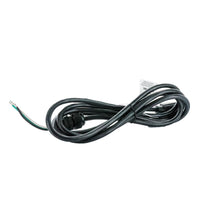 Paige Electric 8-foot black pigtail with right-angle plug and waterproof gland shown coiled on a white background for product reference (outdoor power lead).
