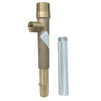 Front view of Toro 100-SLK quick coupling valve key, brass body showing 1" male pipe thread inlet and 3/4" female outlet.
