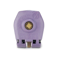 Rain Bird 44NP 1-inch non-potable quick-coupling valve with purple locking rubber cover, red brass two-piece body, and stainless-steel spring (front view).