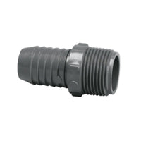 Gray PVC 1/2 in. insert x 1/2 in. male NPT adapter - barbed insert for polyethylene irrigation tubing; Schedule 40, durable.