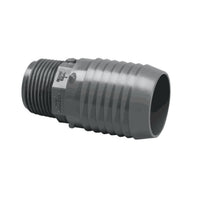 Spears 1436-213 PVC reducing male adapter, gray barbed insert to 1-1/2" MNPT threaded end, 2" barb for polyethylene irrigation pipe